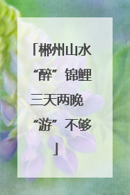 郴州山水“醉”锦鲤 三天两晚“游”不够